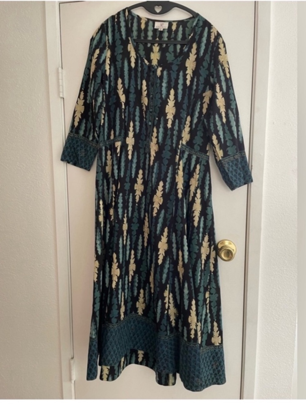 Vintage rare anokhi blue pattern dress 100% cotton size small